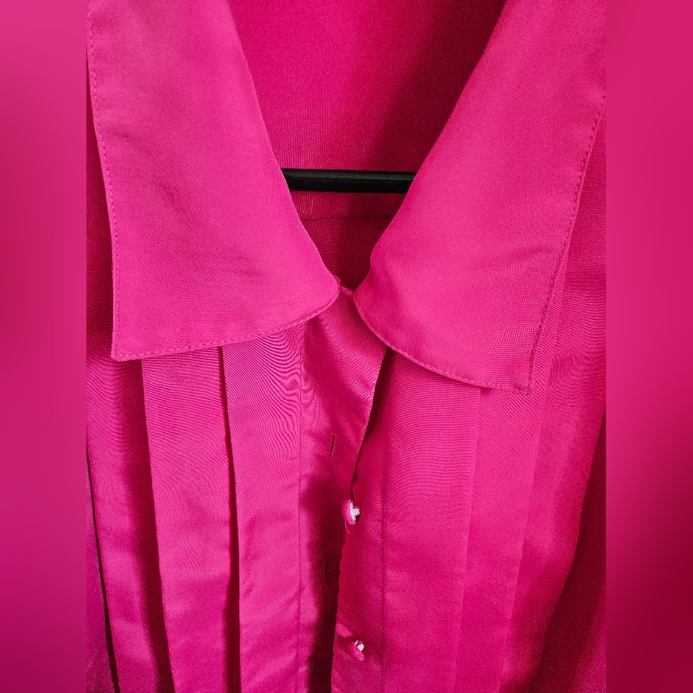 Bright Pink Button-Up Blouse - Picture 11 of 17